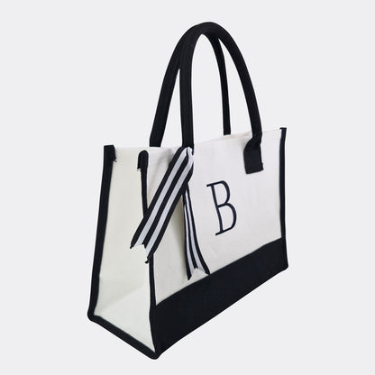 Initial Canvas Tote Bag