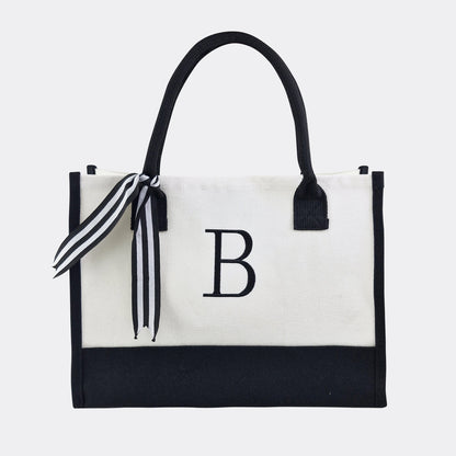 Initial Canvas Tote Bag